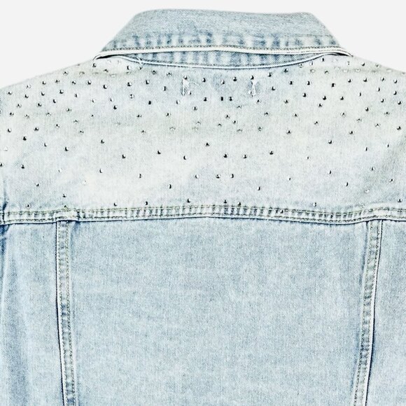 NWOT Rebecca Minkoff Women's Rhinestones Light Blue Denim Jacket Size Medium - Picture 8 of 12